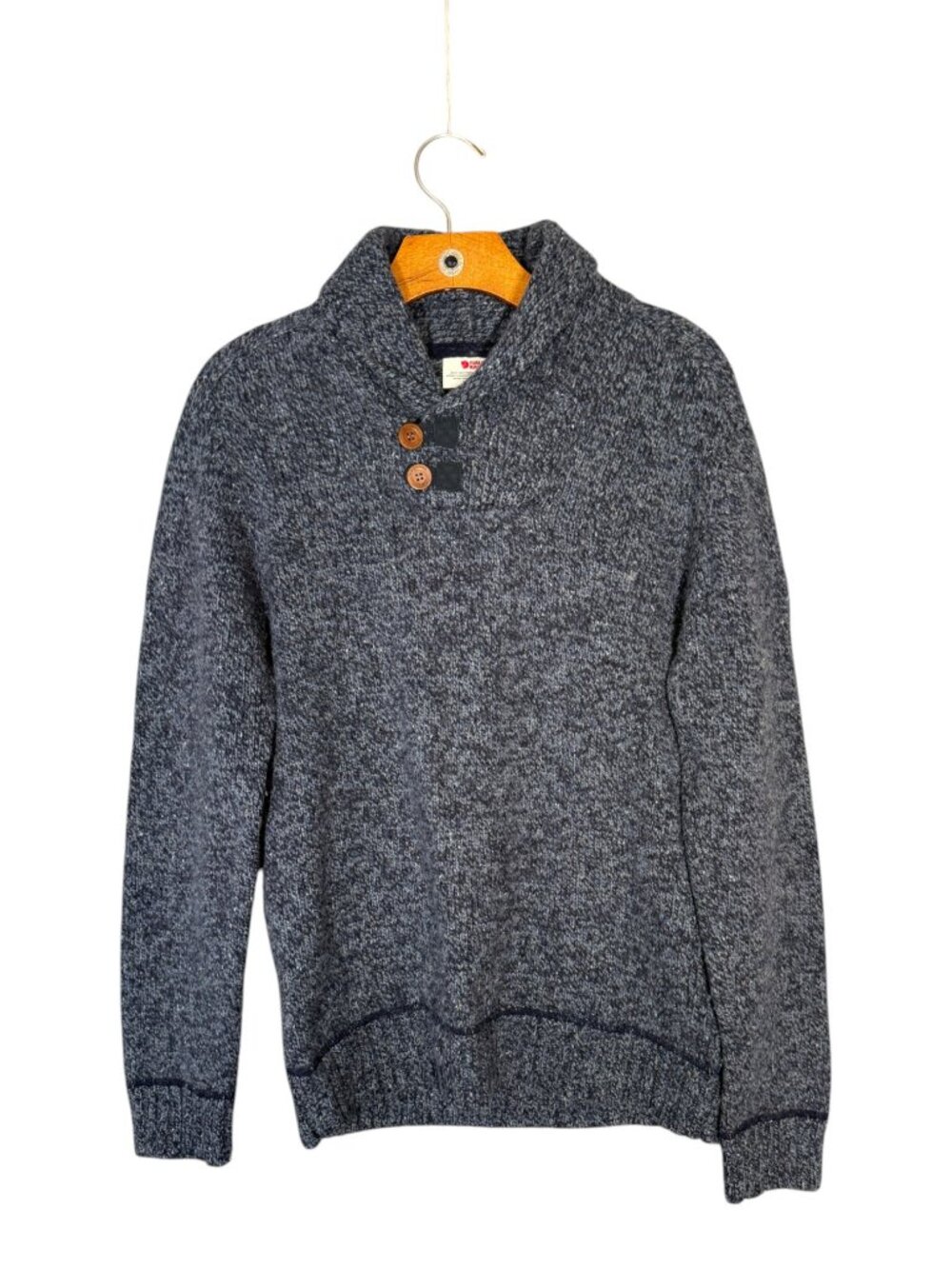 Fjallraven Men's Lada Sweater Shawl Collar Wool Blend Blue M